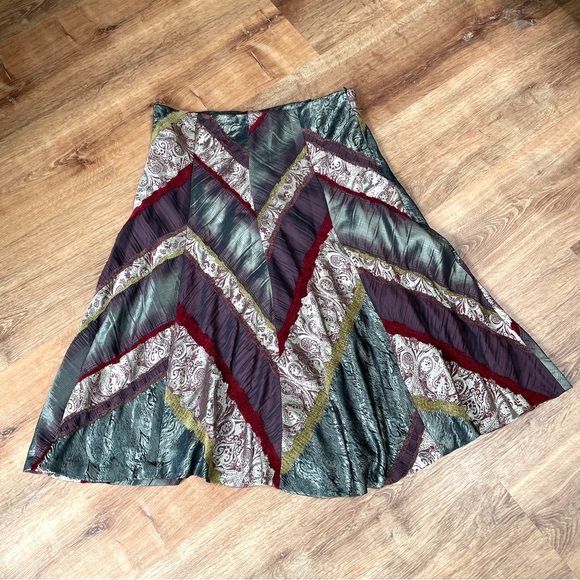Coldwater Creek skirt MEDIUM vintage patchwork Gypsy Y2K peasant boho grunge - Picture 4 of 12